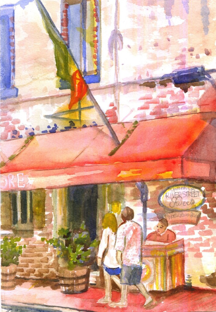 River Street Sweets Watercolor Illustration